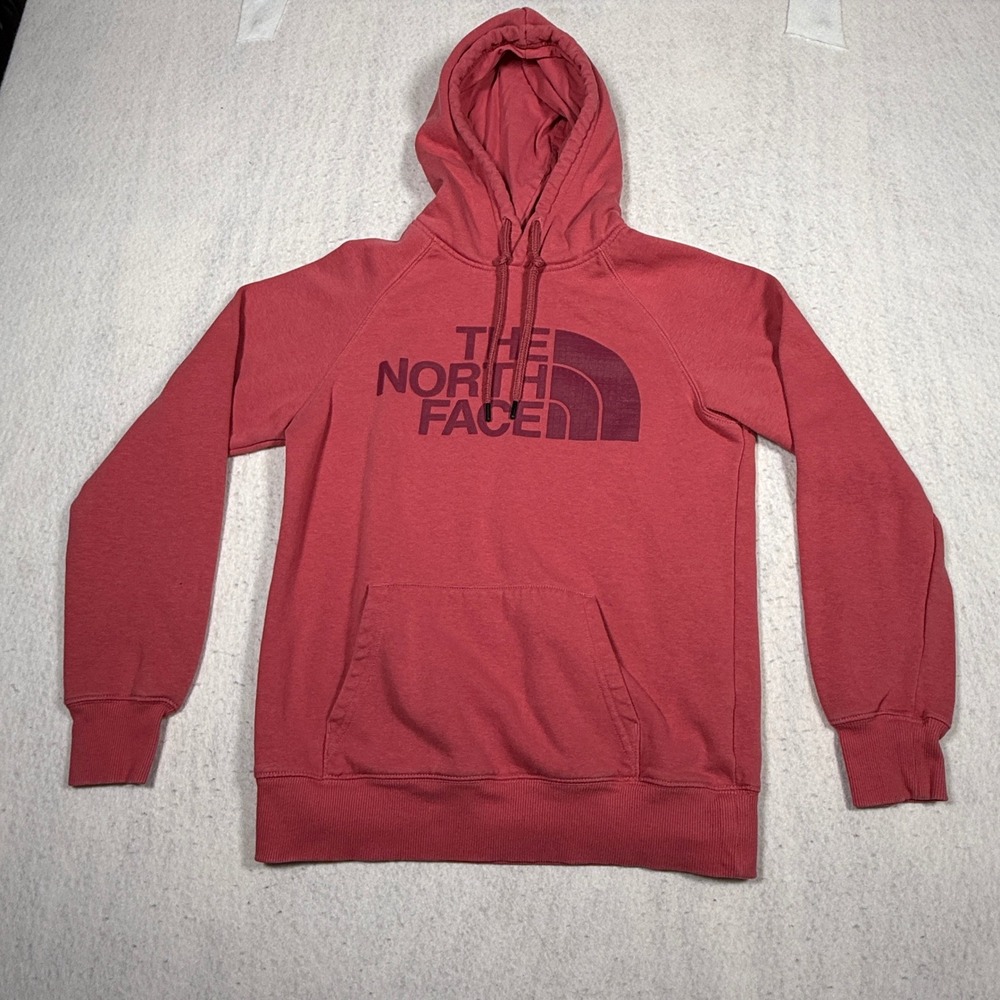 The North Face Womens Pink Logo Pullover Hoodie XS Raglan Sleeve Sweatshirt